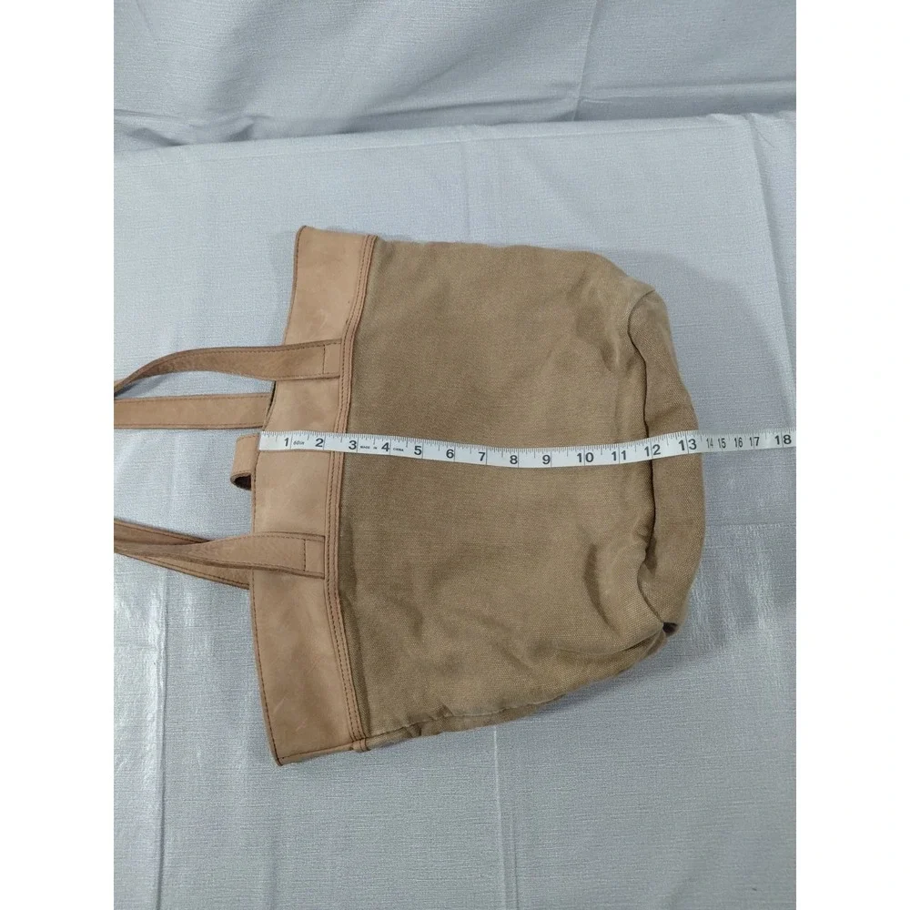 Vtg L.L. Bean Canvas & Leather Buckle‎ Tote Bag Khaki Unisex